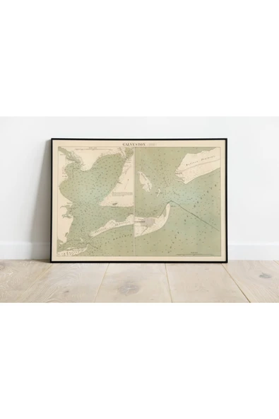 Pegziz Teksas Eyaleti Galveston Eski Şehir Haritası Sanatsal Duvar Dekorasyon Poster 60x90cm. ürün görseli 1