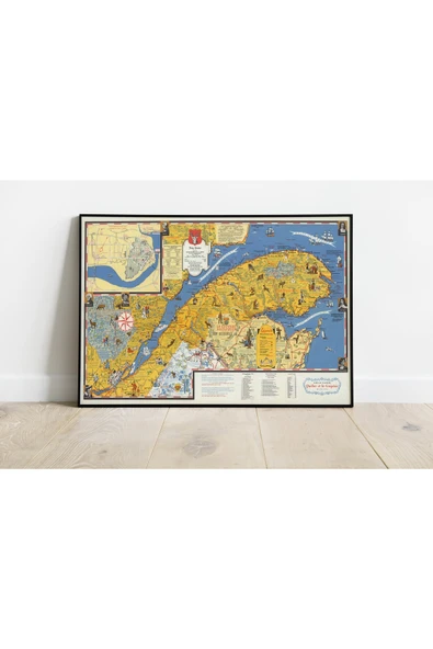Pegziz Kanada Quebec Haritası Sanatsal Duvar Dekorasyon Poster 60x90cm. ürün görseli 1