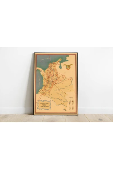 Pegziz Kolombiya Haritası Sanatsal Duvar Dekorasyon Poster 60x90cm. ürün görseli 1