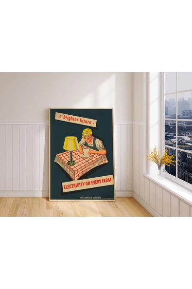 Pegziz Elektrik Vintage Reklam Afişi Sanatsal Poster 60x90cm. ürün görseli 1