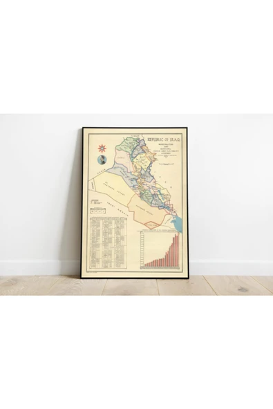 Pegziz Irak Haritası Sanatsal Duvar Dekorasyon Poster 60x90cm. ürün görseli 1