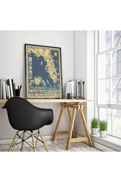 Pegziz Florida Eyaleti 1935 Haritası Sanatsal Duvar Dekorasyon Poster 60x90cm. ürün görseli 1