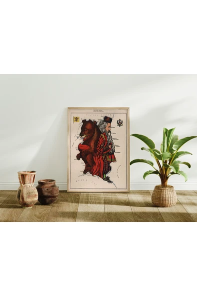 Pegziz Dekoratif Karikatürize Rusya Haritası Posteri 60x90cm. ürün görseli 1
