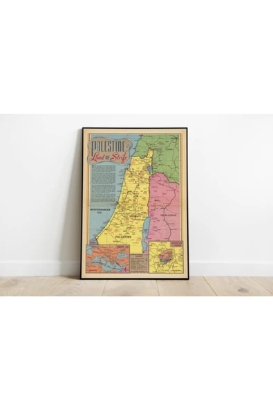 Pegziz Filistin Haritası Sanatsal Duvar Dekorasyon Poster 60x90cm. ürün görseli 1