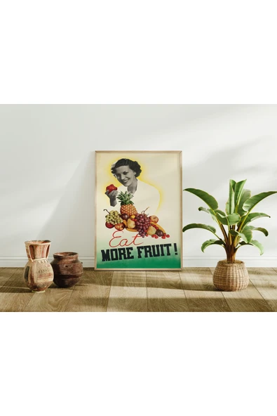 Pegziz Daha Çok Meyve Yiyelim Temalı Duvar Dekorasyon Poster 60x90cm. ürün görseli 1