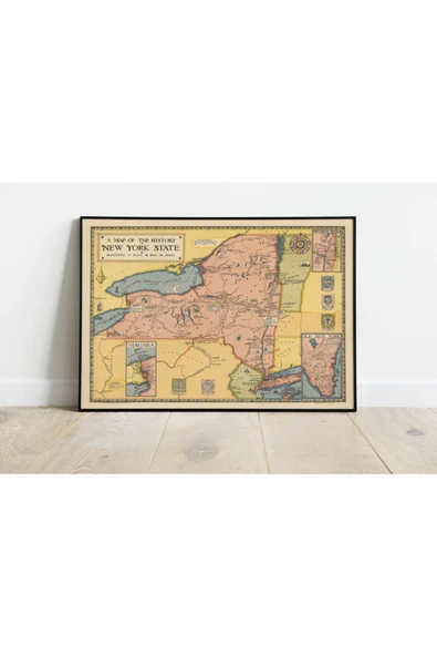 Pegziz New York Haritası Sanatsal Duvar Dekorasyon Poster 60x90cm. ürün görseli 1