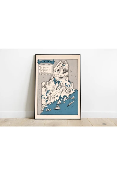 Pegziz Maine 1931 Haritası Sanatsal Duvar Dekorasyon Poster 60x90cm. ürün görseli 1