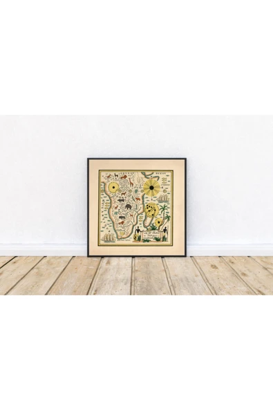 Pegziz Günay Afrika Haritası Sanatsal Duvar Dekorasyon Poster 60x60cm. ürün görseli 1