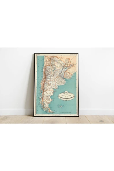 Pegziz Arjantina Haritası Sanatsal Duvar Dekorasyon Poster 60x90cm. ürün görseli 1