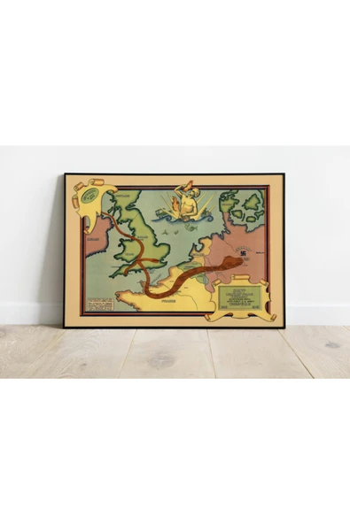 Pegziz 2. Dünya Savaşı Haritası Sanatsal Duvar Dekorasyon Poster 60x90cm. ürün görseli 1