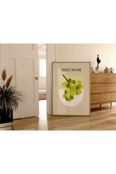 Pegziz Yeşil Üzüm Meyvesi Sanatsal Poster 50x70 Cm ürün görseli 1