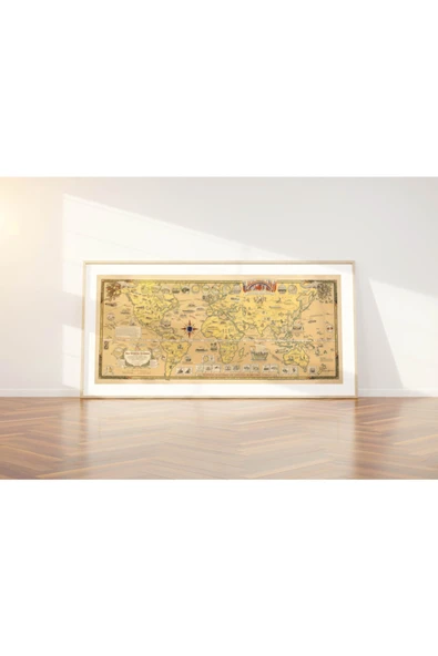 Pegziz Birleşmiş Milletler Dünya Haritası Sanatsal Duvar Dekorasyon Poster 40x100cm. ürün görseli 1