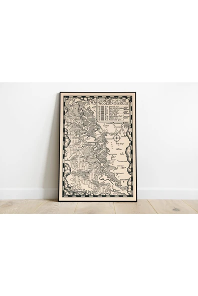 Pegziz Ingiltere Woollen Bölgesi 1947 Haritası Sanatsal Duvar Dekorasyon Poster 60x90cm. ürün görseli 1