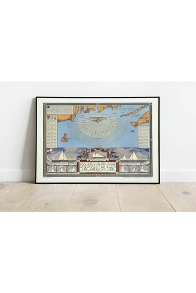 Pegziz Amerika Yat Yarışları Turnuvası Haritası Sanatsal Duvar Dekorasyon Poster 60x90cm. ürün görseli 1
