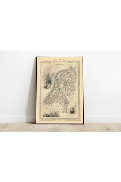 Pegziz Hollanda 1851 Haritası Sanatsal Duvar Dekorasyon Poster 60x90cm. ürün görseli 1