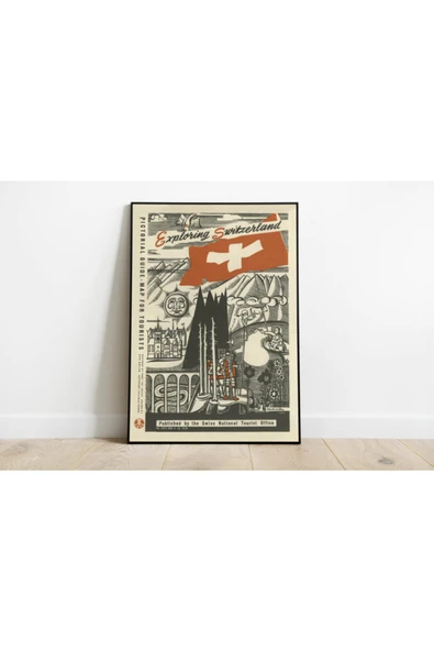 Pegziz Isviçre Vintage Sanatsal Poster 50x70cm. ürün görseli 1