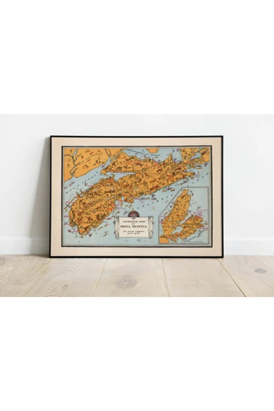 Pegziz Kanada Nova Scotia 1948 Haritası Sanatsal Duvar Dekorasyon Poster 60x90cm. ürün görseli 1