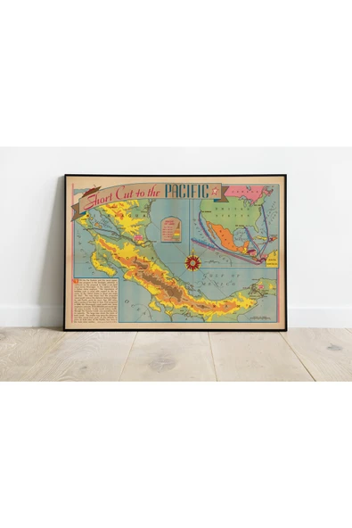 Pegziz Panama Kanalı 1938 Haritası Sanatsal Duvar Dekorasyon Poster 60x90cm. ürün görseli 1