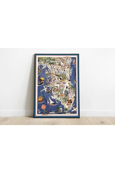 Pegziz Florida 1932 Haritası Sanatsal Duvar Dekorasyon Poster 60x90cm. ürün görseli 1