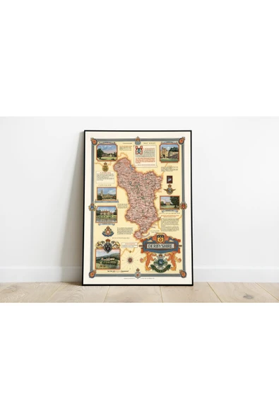 Pegziz Ingiltere Derbiyshire Bölgesi Haritası Sanatsal Duvar Dekorasyon Poster 60x90cm. ürün görseli 1