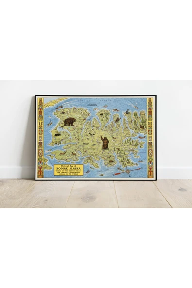 Pegziz Alaska Kodak Adası 1948 Haritası Sanatsal Duvar Dekorasyon Poster 60x90cm. ürün görseli 1