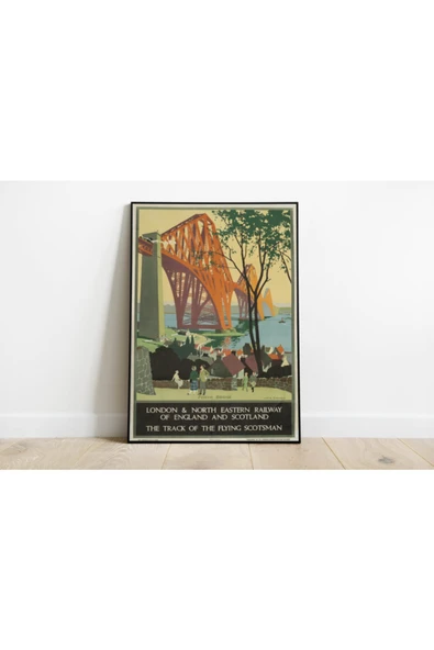 Pegziz Iskoçya Forth Bridge Vintage Sanatsal Poster 50x70cm. ürün görseli 1