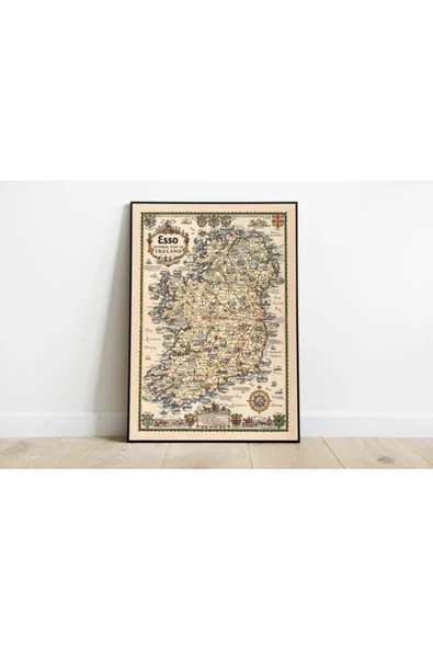 Pegziz Irlanda 1933 Haritası Sanatsal Duvar Dekorasyon Poster 60x90cm. ürün görseli 1