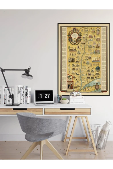 Pegziz Amerika Hudson Vadisi 1937 Haritası Sanatsal Duvar Dekorasyon Poster 60x90cm. ürün görseli 1