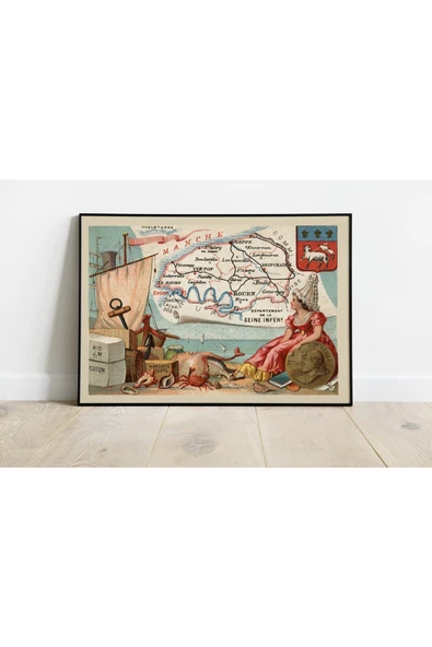 Pegziz Fransa Seine Maritime 1935 Haritası Sanatsal Duvar Dekorasyon Poster 60x90cm. ürün görseli 1