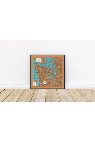 Pegziz Amerika Olympic Peninsula Haritası Sanatsal Duvar Dekorasyon Poster 60x60cm. ürün görseli 1