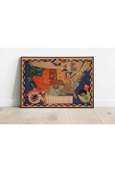 Pegziz Amerika Futbol Ligi 1938 Haritası Sanatsal Duvar Dekorasyon Poster 60x90cm. ürün görseli 1