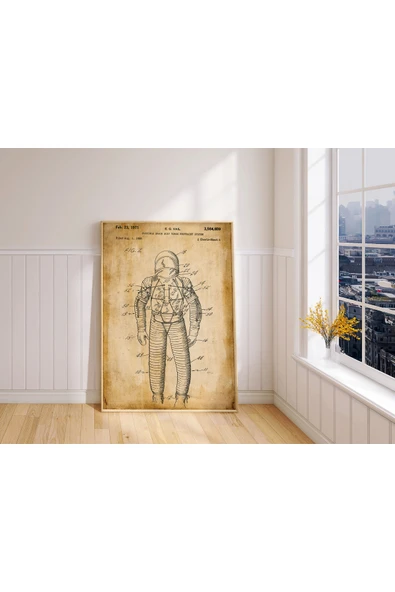 Pegziz Dekoratif Sanatsal Astronot Elbisesi Patent Posteri 50x70cm. ürün görseli 1