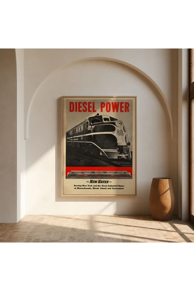 Pegziz Dekoratif Vintage Tren Seyahatı Reklam Afişi Poster 60x90cm. ürün görseli 1
