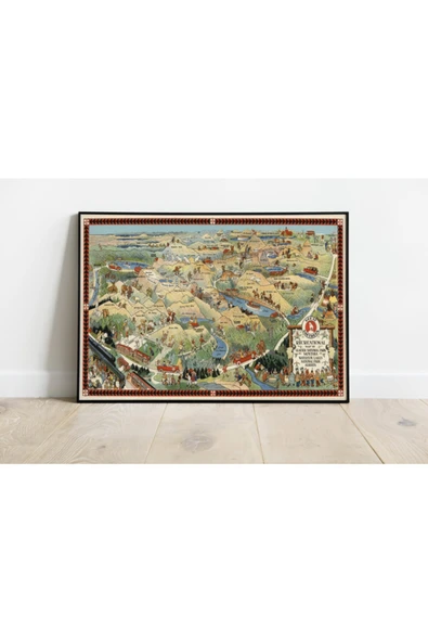 Pegziz Montana Glacier Ulusal Parkı Haritası Sanatsal Duvar Dekorasyon Poster 60x90cm. ürün görseli 1