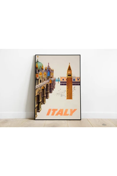 Pegziz Italya Tanıtım Reklam Afişi Sanatsal Duvar Dekorasyon Poster 60x90cm. ürün görseli 1