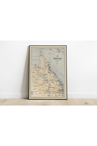 Pegziz Avustralya Queensland 1898 Haritası Sanatsal Duvar Dekorasyon Poster 60x90cm. ürün görseli 1
