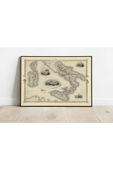 Pegziz Güney Italya 1851 Haritası Sanatsal Duvar Dekorasyon Poster 60x90cm. ürün görseli 1