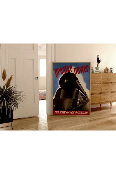 Pegziz Dekoratif Vintage Eski Lokomotif Reklam Afişi Poster 60x90cm. ürün görseli 1