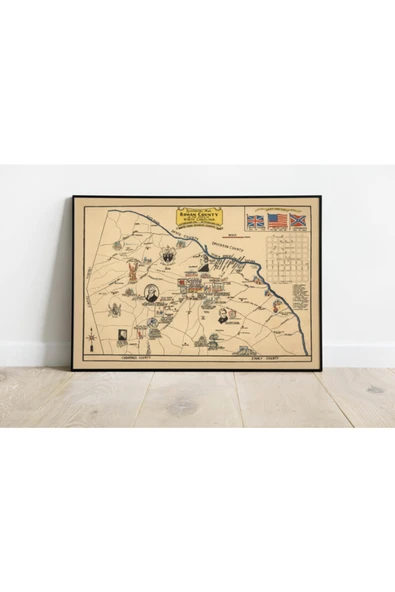 Pegziz Kuzey Karolina Haritası Sanatsal Duvar Dekorasyon Poster 60x90cm. ürün görseli 1
