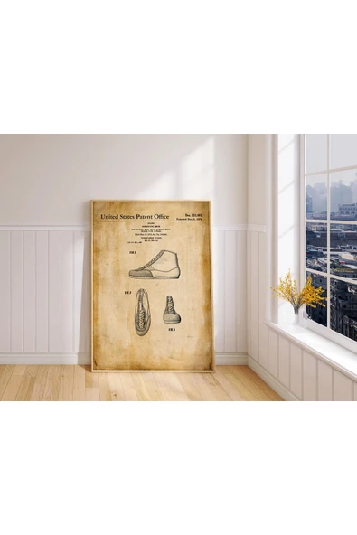 Pegziz Dekoratif Sanatsal Güreş Ayakkabısı Patent Posteri 60x90cm. ürün görseli 1