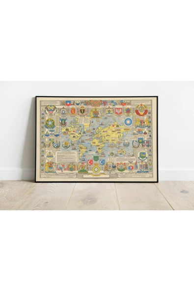 Pegziz Birleşmiş Milletler 1948 Haritası Sanatsal Duvar Dekorasyon Poster 60x90cm. ürün görseli 1