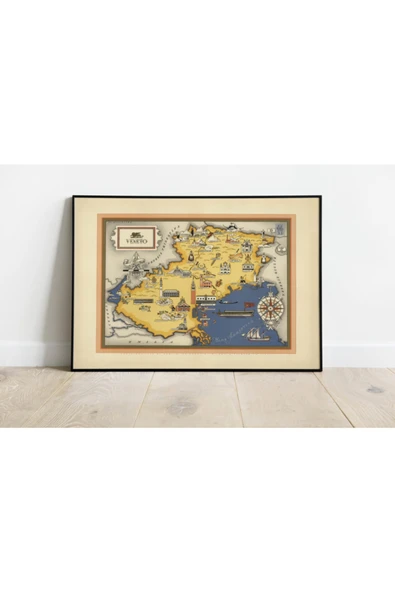 Pegziz Italya Veneto Bölgesi 1939 Haritası Sanatsal Duvar Dekorasyon Poster 60x90cm. ürün görseli 1