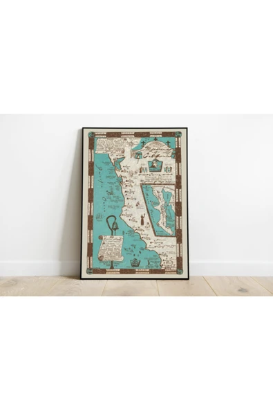 Pegziz Kaliforniya Kiliseleri Haritası Sanatsal Duvar Dekorasyon Poster 60x90cm. ürün görseli 1