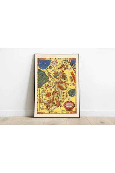 Pegziz Amerika San Francisco Haritası Sanatsal Duvar Dekorasyon Poster 60x90cm. ürün görseli 1