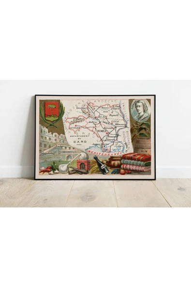 Pegziz Fransa Gard Bölgesi 1935 Haritası Sanatsal Duvar Dekorasyon Poster 60x90cm. ürün görseli 1