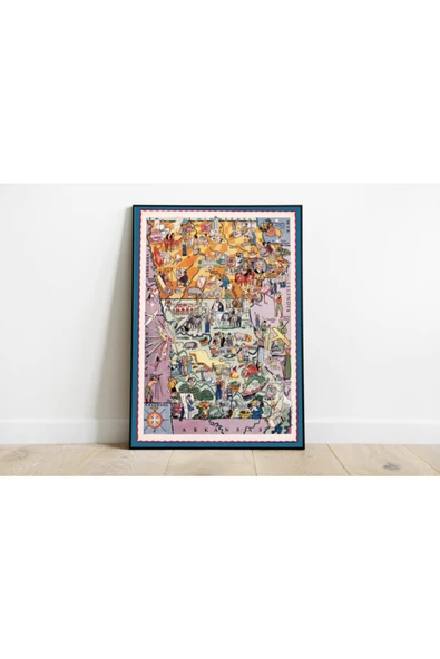 Pegziz Iowa Ve Missiouri Eyaletleri 1932 Haritası Sanatsal Duvar Dekorasyon Poster 60x90cm. ürün görseli 1