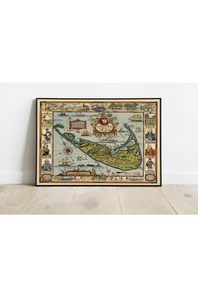 Pegziz Amerika Nantucket Adası 1926 Haritası Sanatsal Duvar Dekorasyon Poster 60x90cm. ürün görseli 1