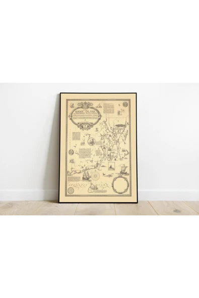 Pegziz Rhode Island1925 Haritası Sanatsal Duvar Dekorasyon Poster 60x90cm. ürün görseli 1