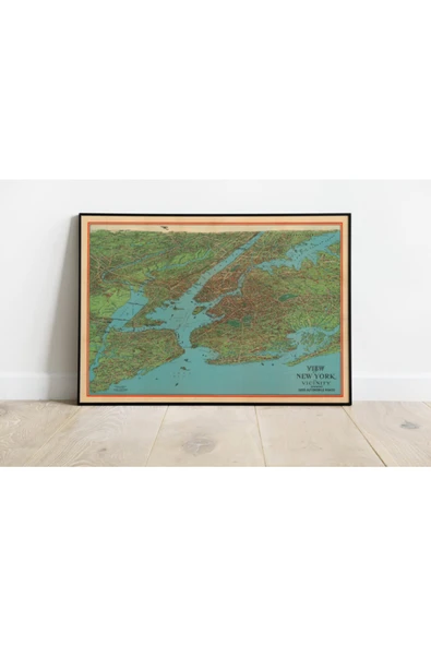 Pegziz New York 1925 Haritası Sanatsal Duvar Dekorasyon Poster 60x90cm. ürün görseli 1
