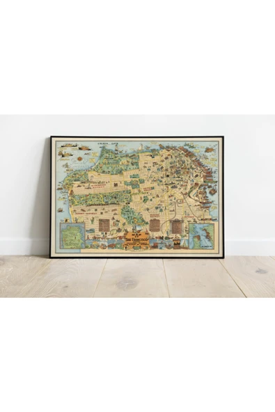 Pegziz San Fransisco 1927 Haritası Sanatsal Duvar Dekorasyon Poster 60x90cm. ürün görseli 1